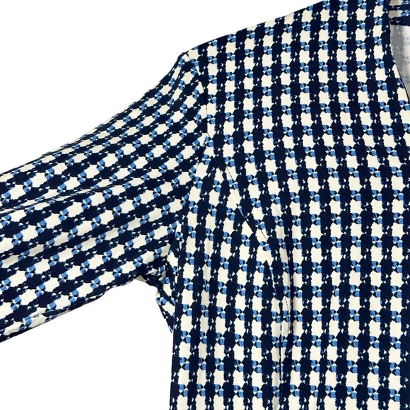 J. McLaughlin Ivana Dress Small Catalina Cloth Navy Off White Check 3/4 Sleeve - Picture 8 of 13